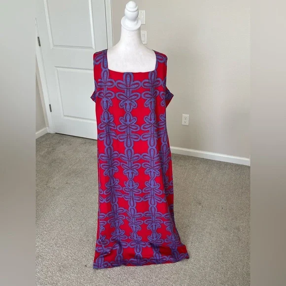 NWOT Sugarlips Red Patterned Maxi Tank Dress Size 2X - Picture 10 of 10